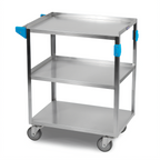 Thumbnail image #1 for CFS Brands UC5031524 Stainless Steel 3-Shelf Open Utility Cart, 500 lb Capacity, Push Handle, Raised-Edge Shelves