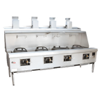 Thumbnail image #1 for Town Equipment MasterRange MF-4-SS Four-Chamber Gas Wok Range with Flue, Brick-Lined Chambers, Stainless Steel Deck and Sides