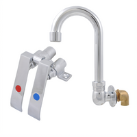 OptiFlow Lead-Free Dual-Pedal Splash-Mount Knee Valve Kit with 3-1/2 Inch Gooseneck Spout
