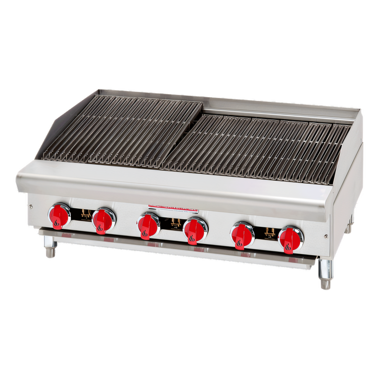 Product image #1 for American Range 72-Inch Gas Countertop Charbroiler with 12 Burners and Reversible Cast Iron Grates