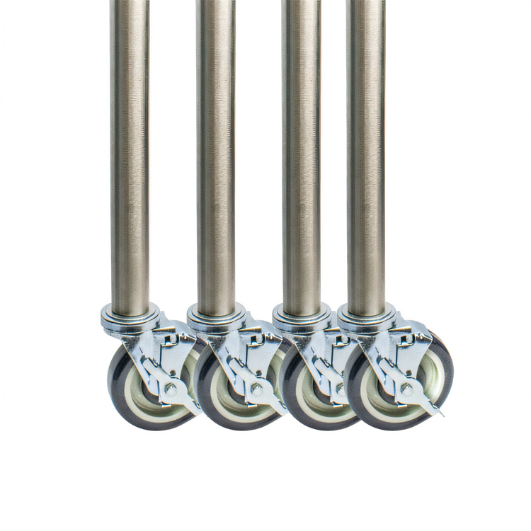 Product image #1 for BK Resources T-304 Stainless Steel Braising Pan & Tilt Skillet Legs with Casters, 33-1/4 Inch, Kit of 4