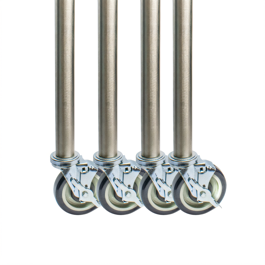 Product image #1 for BK Resources T-304 Stainless Steel Braising Pan & Tilt Skillet Legs with Casters, 33-1/4 Inch, Kit of 4