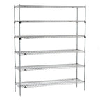 Thumbnail image #1 for Metro Super Erecta SEZ-186074C-S-42 60"W x 18"D x 74"H 6-Tier Stationary Wire Shelving Starter Unit, Chrome-Plated