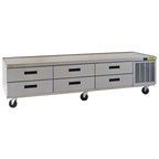Thumbnail image #1 for Delfield Low Profile F2999CP Refrigerated Equipment Stand, 99-1/4" Wide, 6 Drawers, Stainless Steel Top, Side-Mounted Refrigeration