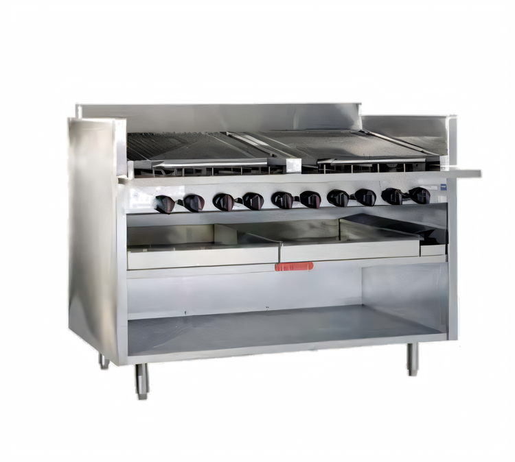 Product image #1 for Magikitch'n FM-RMB-660 60-Inch Floor Model Gas Radiant Charbroiler with Open Cabinet Base
