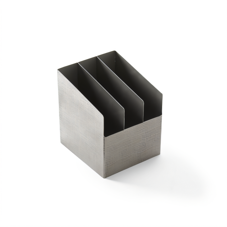 Product image #1 for American Metalcraft Three-Section Etched Stainless Steel Flatware Holder