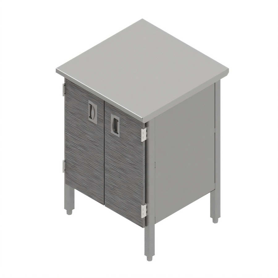 Product image #1 for John Boos Enclosed Work Table with Hinged Doors, 144W x 30D, 14-Gauge 300 Series Stainless Steel Top