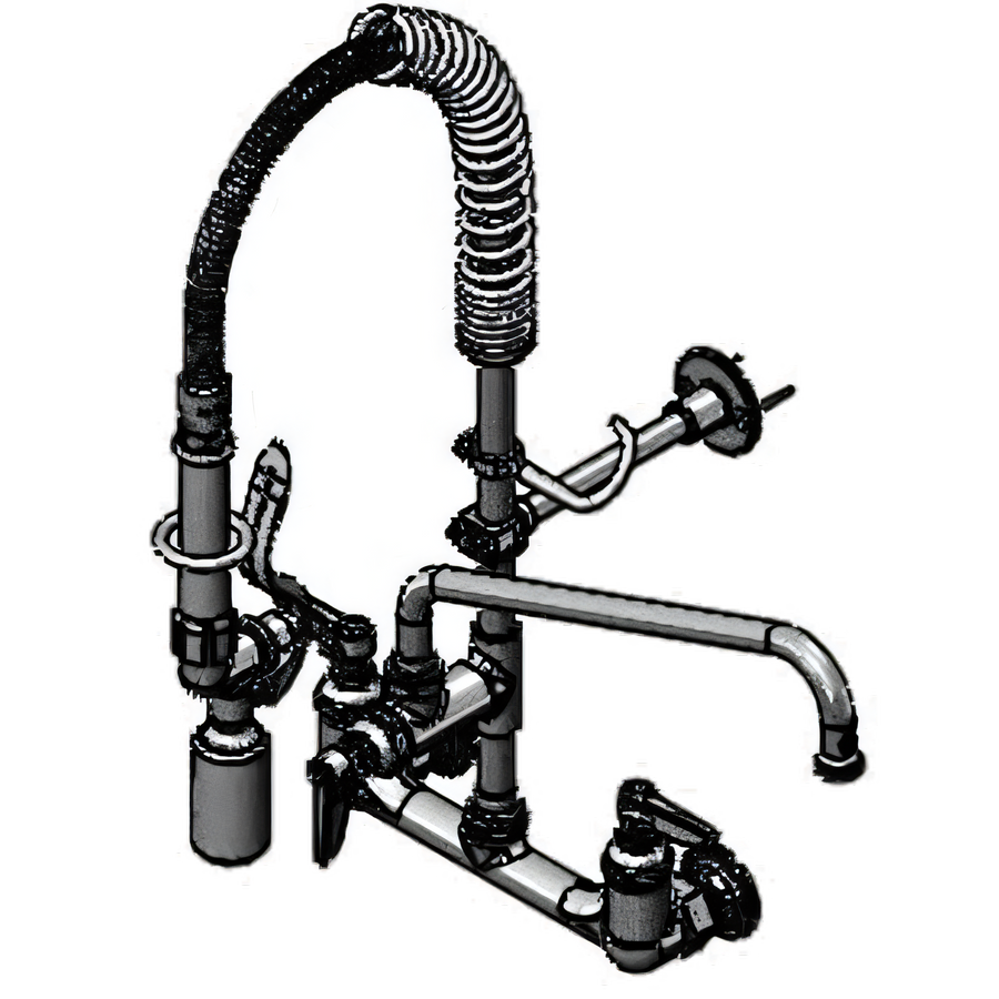 Product image #1 for T&S Brass EasyInstall Mini Wall-Mount Pre-Rinse Unit, 8-Inch Centers, 12-Inch Swing Nozzle