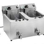 Thumbnail image #1 for Vollrath CF4-3600DUAL Countertop Double-Well Electric Deep Fryer, 15 lb Capacity, Thermostatic Controls, Stainless Steel
