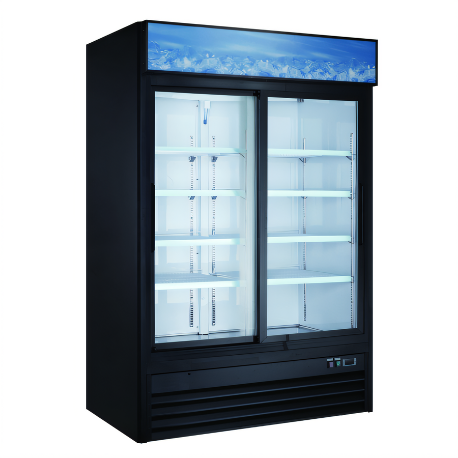 Product image #1 for Black Diamond 2-Section Glass Door Merchandiser Refrigerator, 47 Cu. Ft., Black