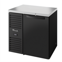 True Premier Bar 36-Inch Single-Section Refrigerated Back Bar Cooler with Solid Locking Door and Stainless Steel Top