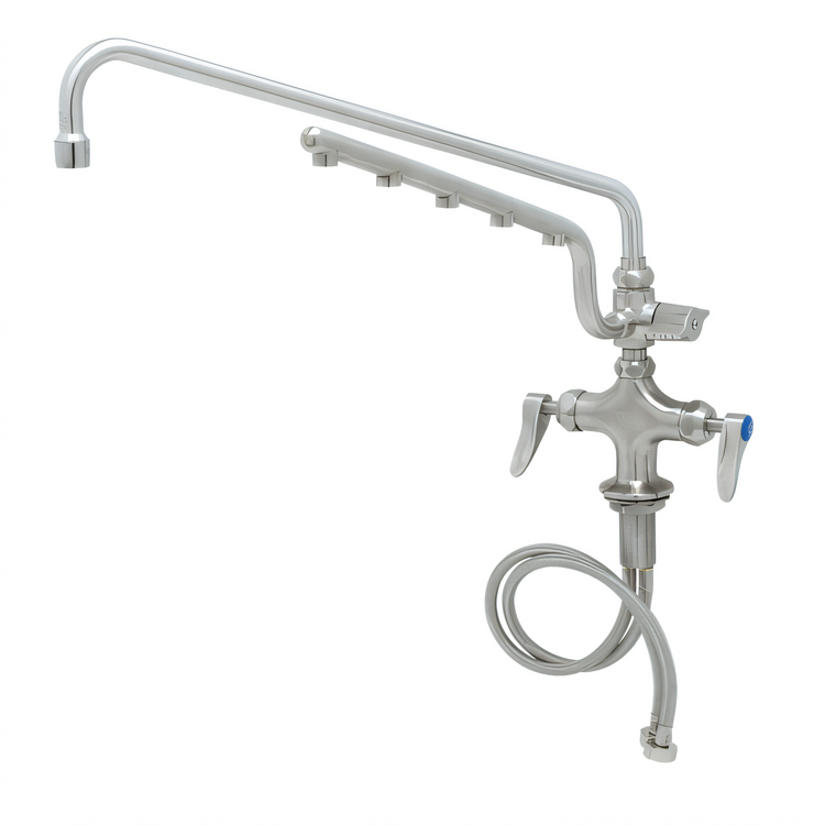 Product image #1 for UltraRinse Stainless Steel Single-Hole Deck-Mount Mixing Faucet with 18" Swing Nozzle and 1.5 GPM Spray Arm
