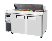 Turbo Air J Series 59-Inch Two-Section Sandwich/Salad Prep Table with 14-Pan Top, Side-Mount Self-Contained Refrigeration