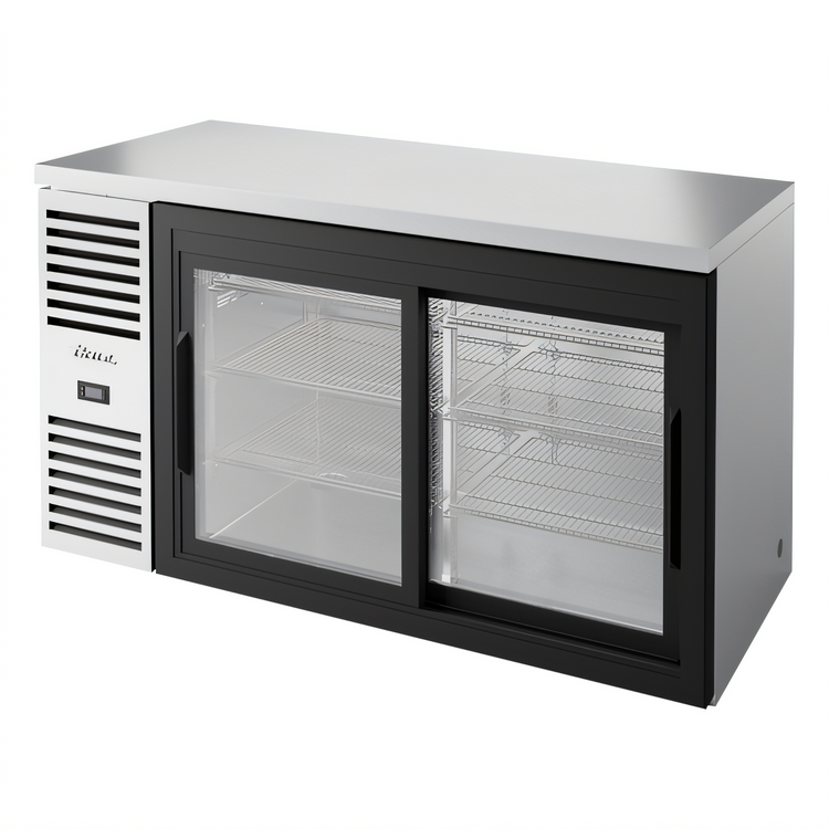 Product image #1 for True 60-Inch Two-Section Back Bar Cooler with Sliding Glass Doors and Stainless Steel Top