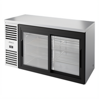 True 60-Inch Two-Section Back Bar Cooler with Sliding Glass Doors and Stainless Steel Top