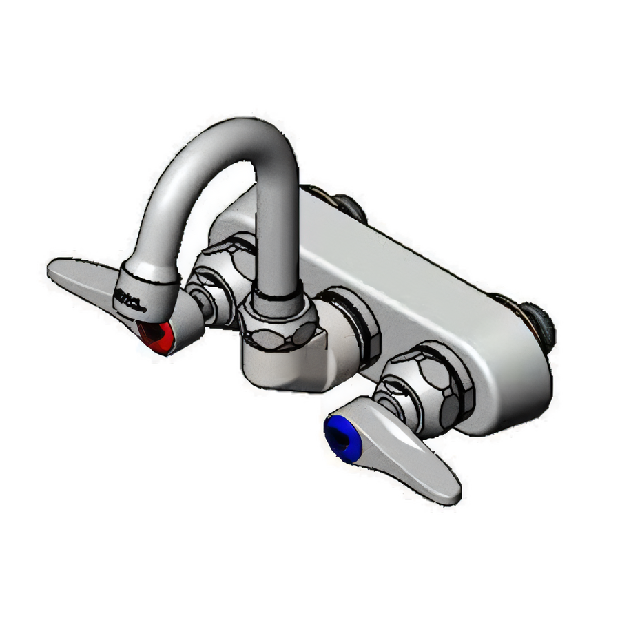 Product image #1 for T&S Brass Wall-Mount Workboard Faucet, 4" Centers, Swivel Gooseneck, 1.5 GPM