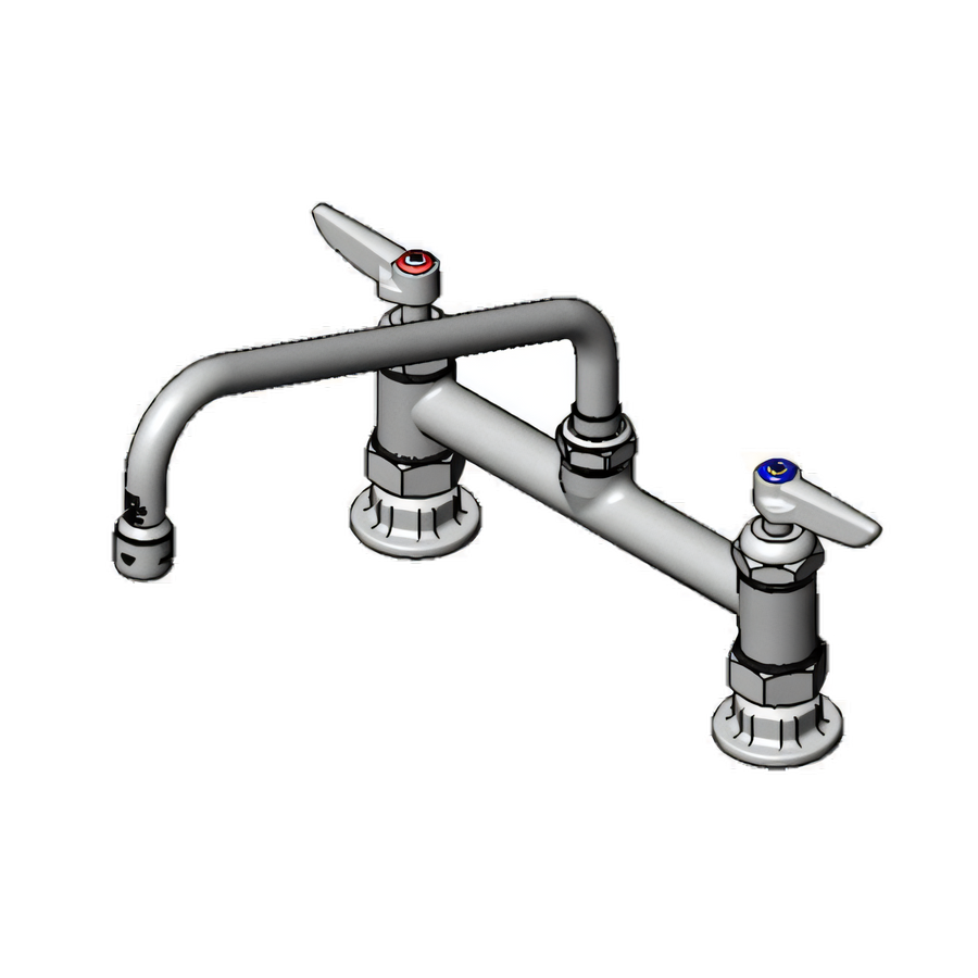 Product image #1 for T&S Brass Double Pantry Deck-Mount Mixing Faucet, 8-Inch Centers, 10-Inch Swing Nozzle