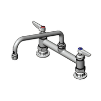 T&S Brass Double Pantry Deck-Mount Mixing Faucet, 8-Inch Centers, 10-Inch Swing Nozzle