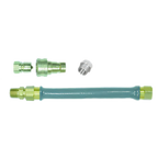 Thumbnail image #1 for Dormont Manufacturing CMB37BP2Q48 Combi-Oven Connector Hose, 3/8-Inch ID x 48-Inch, Gray PVC-Coated Braided Stainless Steel, Brass Quick Disconnect