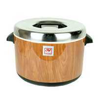 Thunder Group 60-Cup Insulated Sushi Rice Container with Woodgrain Finish and Stainless Steel Cover & Lining