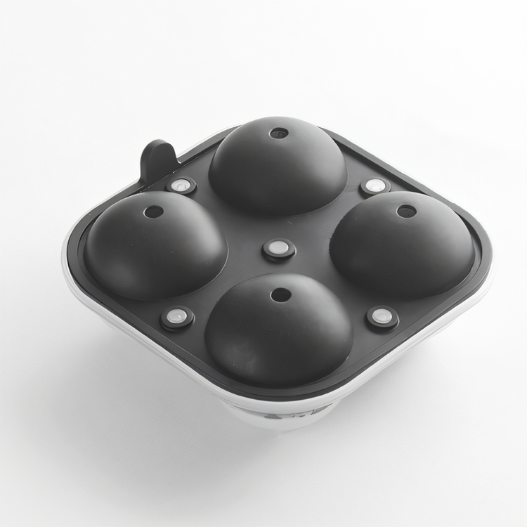 Product image #1 for American Metalcraft Black Silicone 4-Cavity Ice Sphere Mold Tray with Lid
