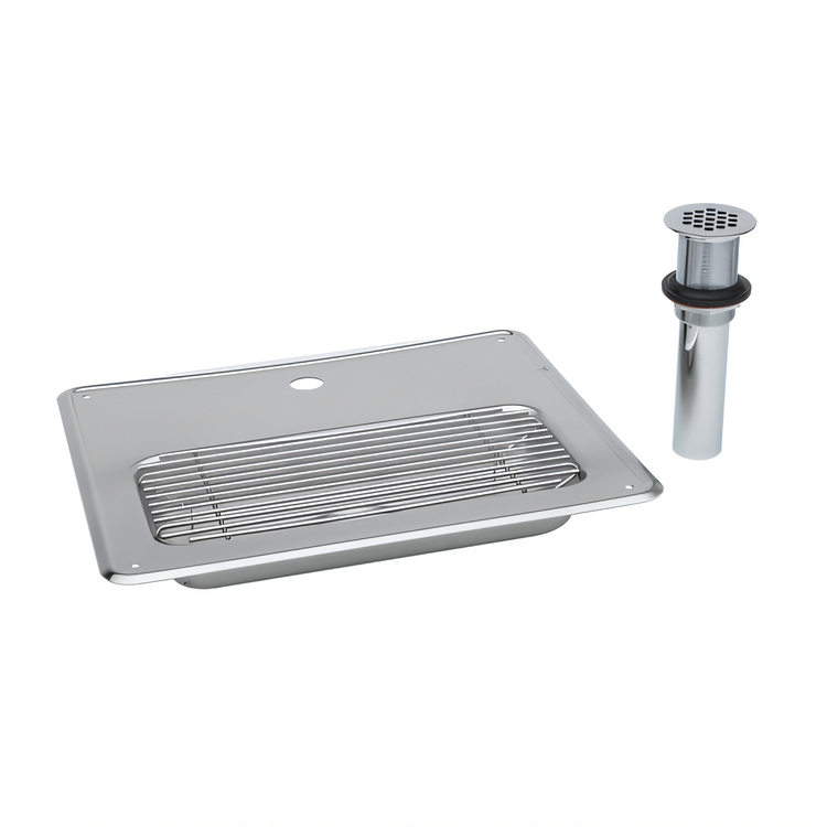 Product image #1 for T&S Brass 18 Gauge Stainless Steel Drop-In Drip Pan with Grid and 1-1/4 Inch Drain