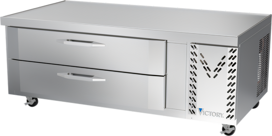 Product image #1 for Victory Refrigeration V-Core 60-Inch Stainless Steel Two-Drawer Chef Base Freezer, Side-Mounted Self-Contained R290