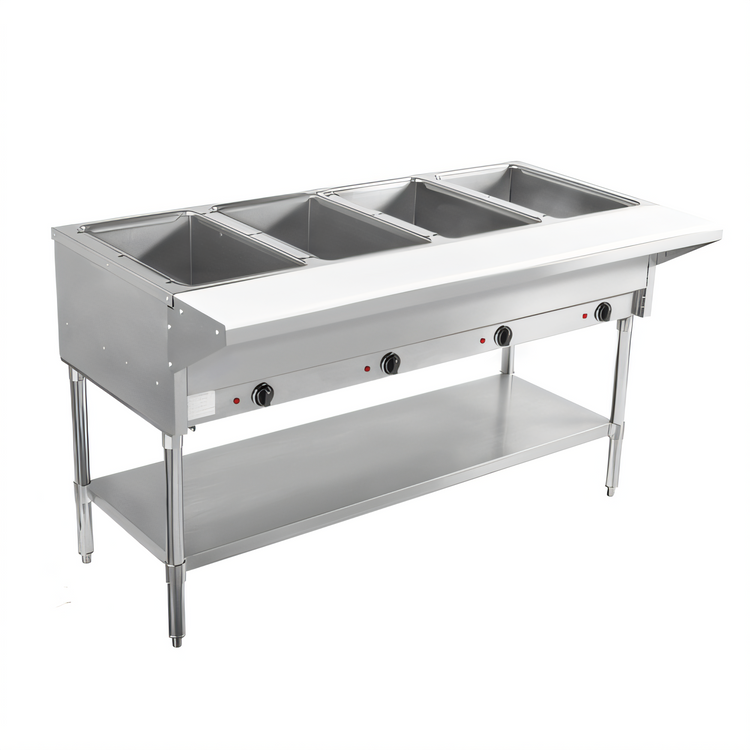 Product image #1 for BevLes 4-Well Electric Dry Heat Steam Table with Open Pan Wells, 58-Inch Wide, 120V