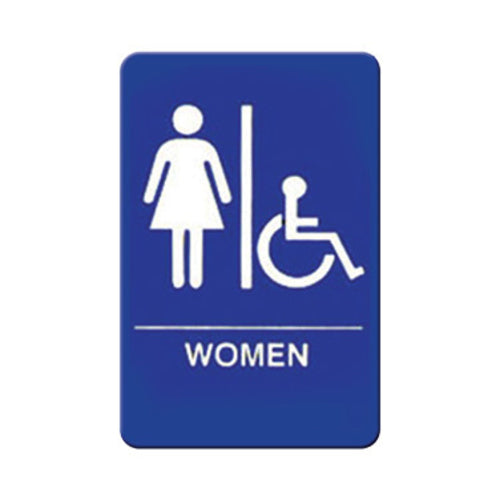 Product image #1 for Winco Women/Accessible Restroom Information Sign, 6 x 9 Inches, Blue with White Imprint