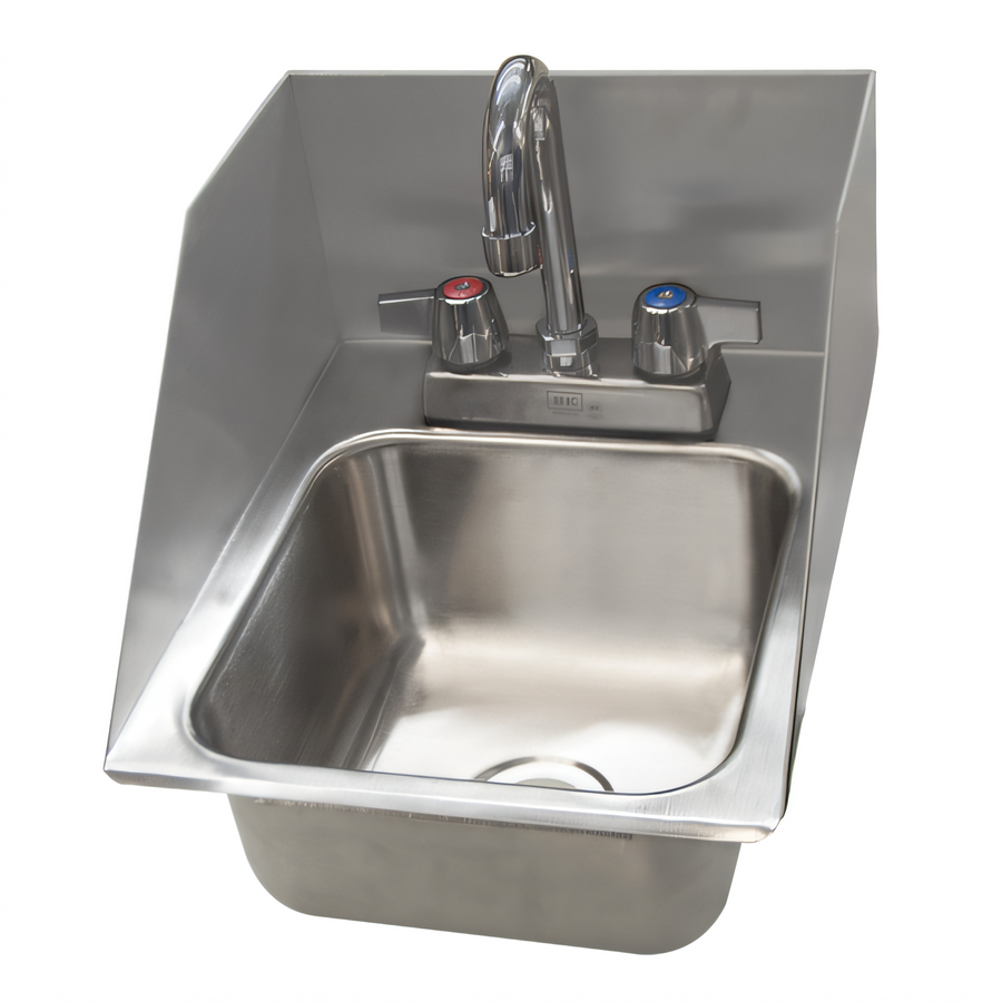 Product image #1 for BK Resources Deep Drawn 1-Compartment Drop-In Sink with 3-Sided Riser, 9 x 9 x 5 Bowl, Includes Lead-Free Gooseneck Faucet and Basket Drain