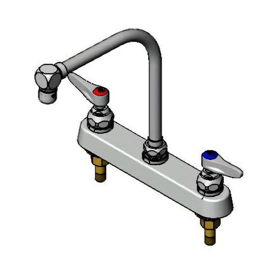 Product image #1 for T&S Brass B-1148 Deck-Mount Workboard Faucet with Swing Gooseneck Spout, 8-Inch Centers and Lever Handles