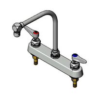 T&S Brass B-1148 Deck-Mount Workboard Faucet with Swing Gooseneck Spout, 8-Inch Centers and Lever Handles