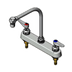 Thumbnail image #1 for T&S Brass B-1148 Deck-Mount Workboard Faucet with Swing Gooseneck Spout, 8-Inch Centers and Lever Handles