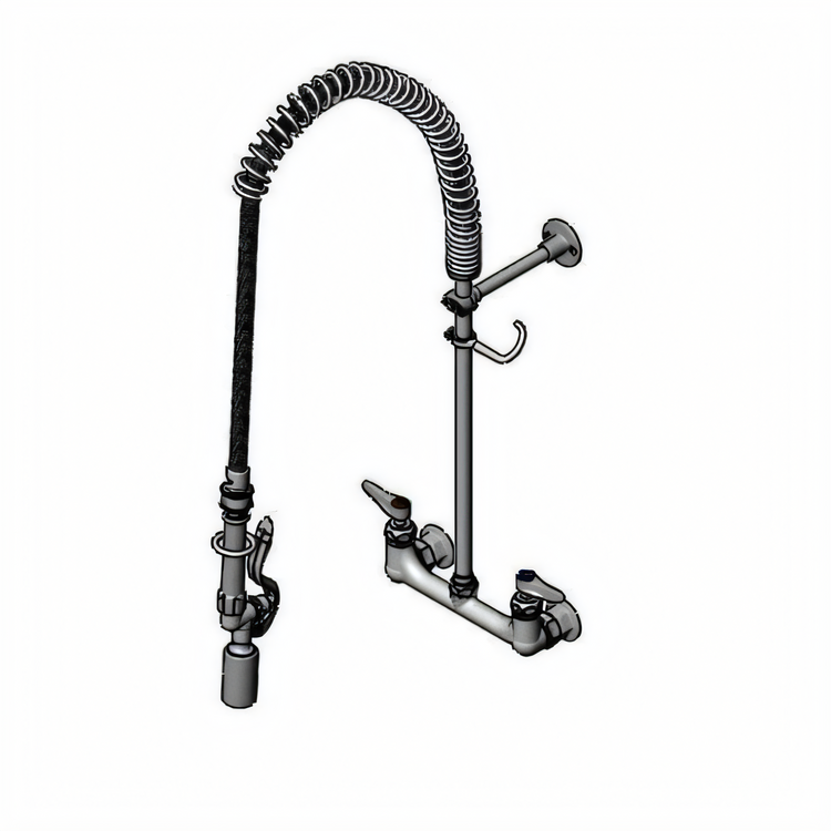 Product image #1 for T&S EasyInstall 8-Inch Wall-Mount Pre-Rinse Unit with 18-Inch Riser and 0.65 GPM Spray Valve