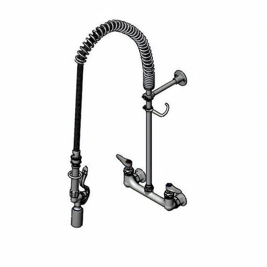 Product image #1 for T&S EasyInstall 8-Inch Wall-Mount Pre-Rinse Unit with 18-Inch Riser and 0.65 GPM Spray Valve