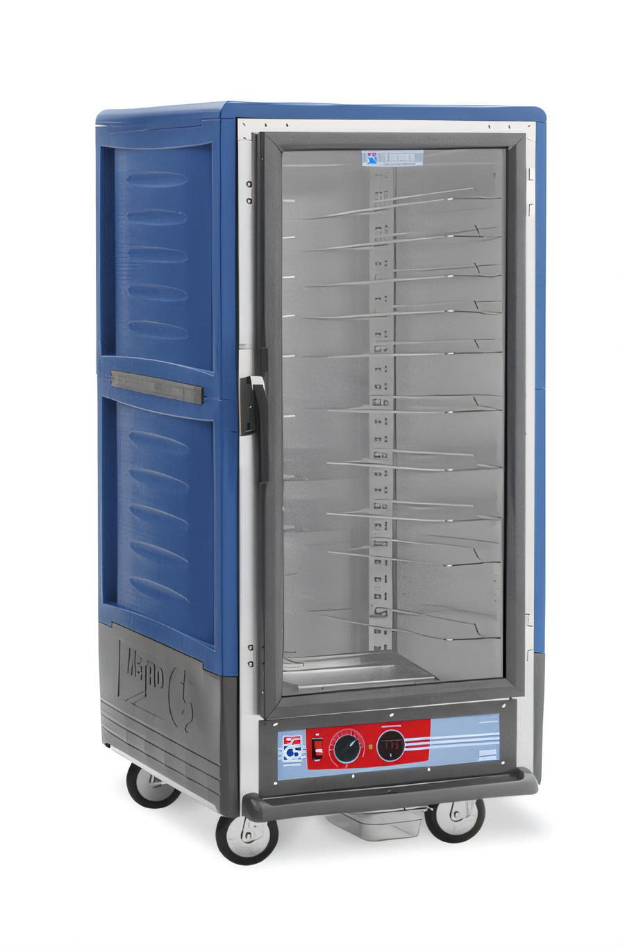 Product image #1 for Metro C5 3 Series Mobile Heated Holding Cabinet, 3/4 Height, Blue Insulation Armour, Clear Polycarbonate Door, Universal Wire Slides, 120V