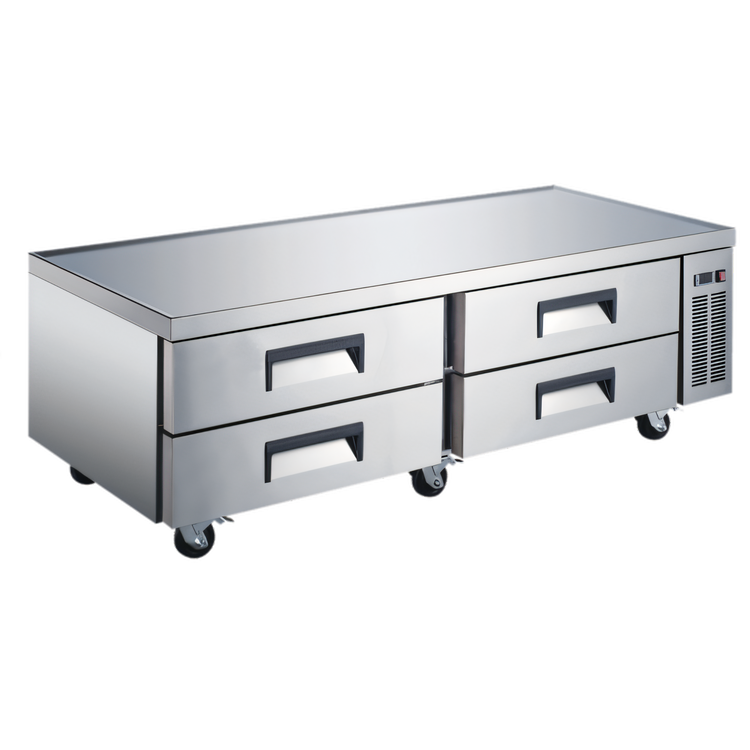 Product image #1 for Black Diamond 72-1/2 Inch Refrigerated Chef Base, 4-Drawer, Stainless Steel, Side-Mounted Self-Contained Refrigeration