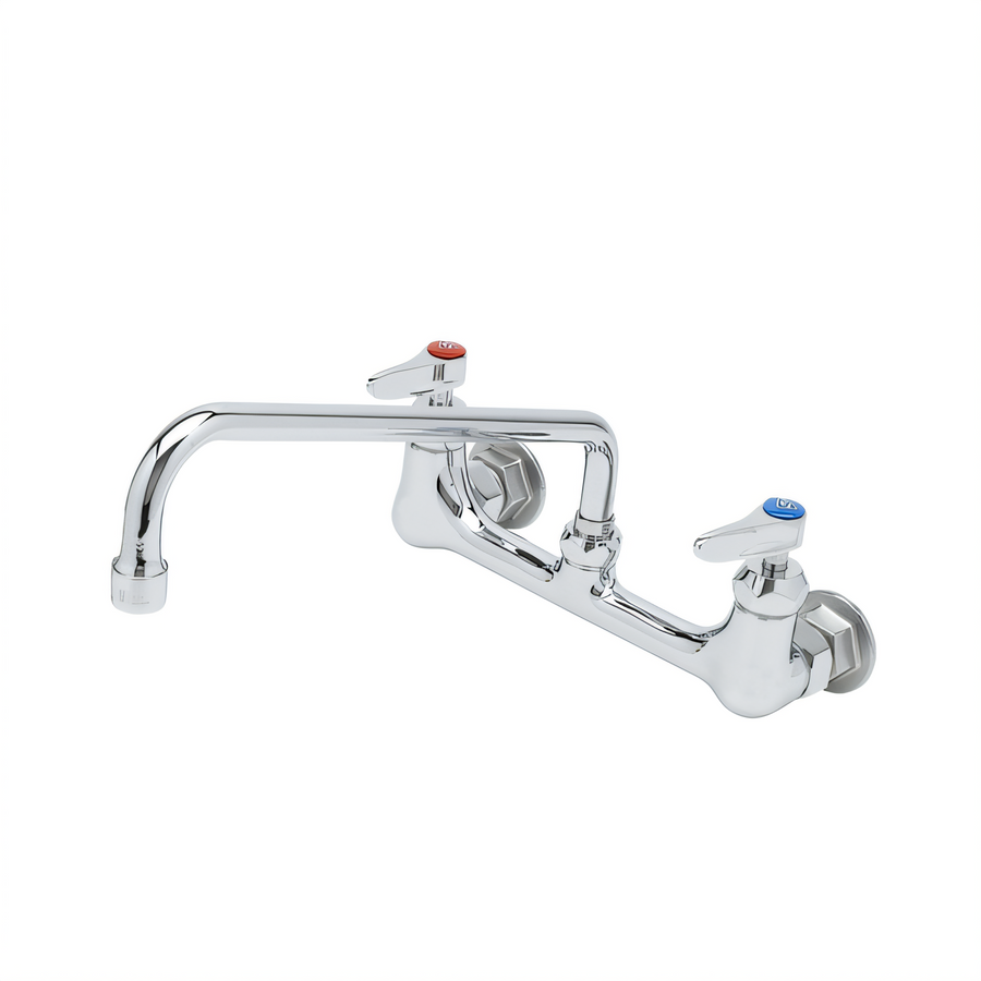 Product image #1 for T&S Brass B-0231-CR-M 8" Wall Mount Mixing Faucet with 12" Swing Nozzle and Quarter-Turn Cerama Cartridges