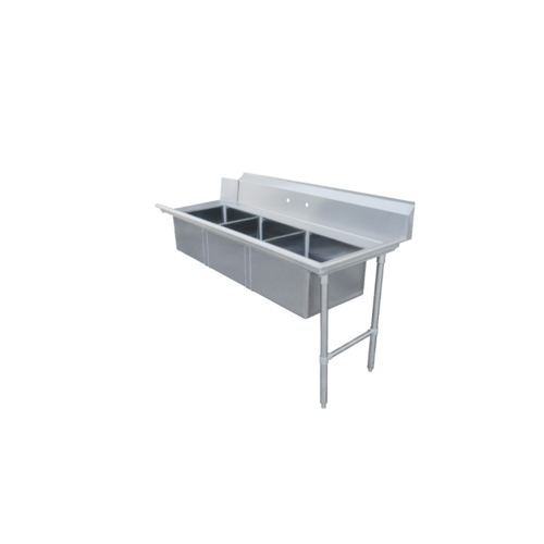 Product image #1 for Straight Soiled Dishtable, Right-to-Left, 72-Inch x 30-Inch x 44-Inch, 3 Pre-Rinse Sinks, 304 Stainless Steel