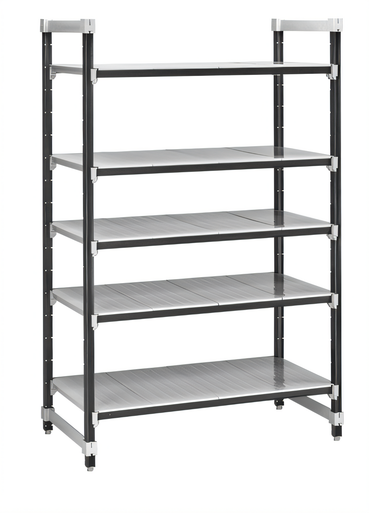 Product image #1 for Cambro Camshelving Elements XTRA 24"W x 21"D x 84"H 5-Tier Solid Stationary Starter Unit, Speckled Gray