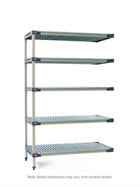 MetroMax 4 All-Polymer Add-On Shelving Unit with 5 Open Grid Shelves, 42 in. W x 21 in. D x 74 in. H