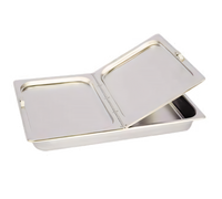 Full-Size Flat Center-Hinged Stainless Steel Steam Table Pan Cover with Handles