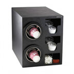 Thumbnail image #1 for Dispense-Rite CTC-C-2BT Countertop Combination Cup Dispensing Cabinet, 2 Adjustable Dispensers, Lid and Straw Storage, Black Textured Polystyrene