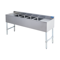 Sapphire Manufacturing 4-Compartment Stainless Steel Underbar Sink with Left and Right Drainboards, 72 Inch Wide