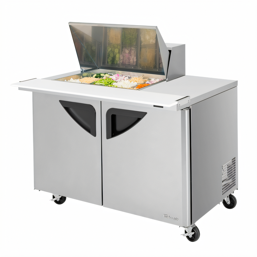 Product image #1 for Turbo Air Super Deluxe 48-Inch Two-Section Mega Top Sandwich/Salad Prep Table with 12-Pan Opening and 2 Doors