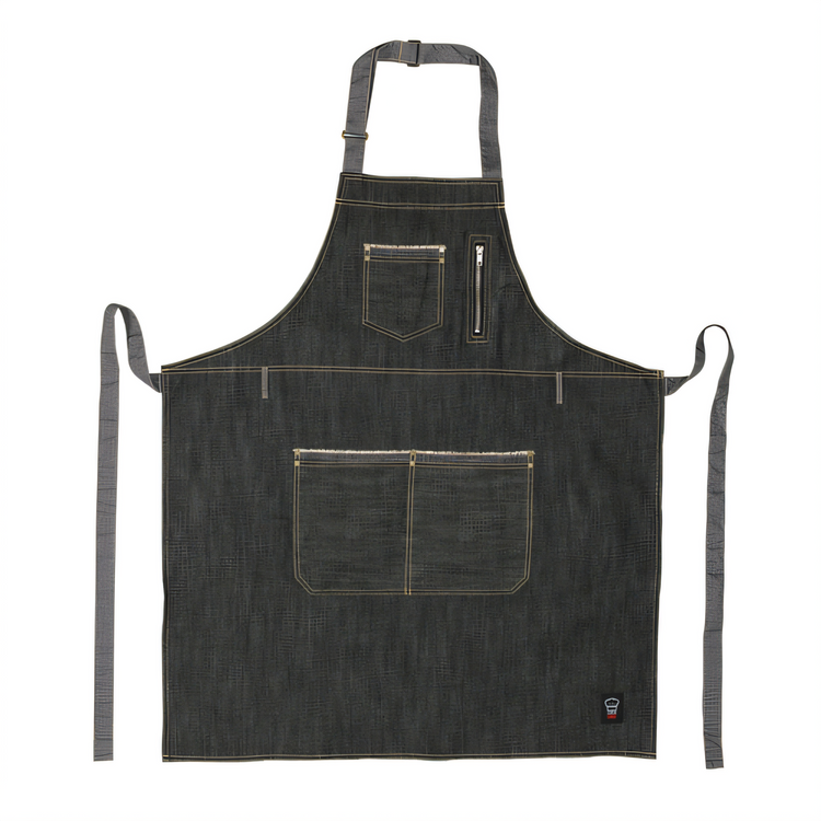 Product image #1 for Signature Chef Heavyweight Denim Bib Apron with Adjustable Neck and Multi-Pocket Storage