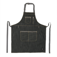 Signature Chef Heavyweight Denim Bib Apron with Adjustable Neck and Multi-Pocket Storage