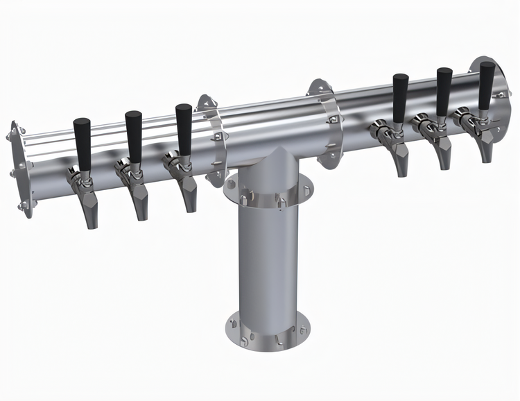 Product image #1 for Krowne 6-Faucet Pipe T-Head Beer Tower, Air Cooled, Brushed Stainless Steel