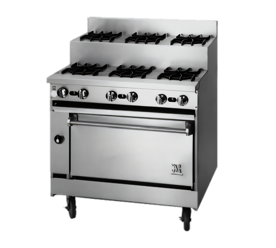 Product image #1 for Bistro 36-Inch Gas Restaurant Range with 3 Open Burners, 3 Step-Up Burners and Standard Oven