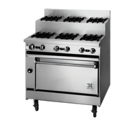Bistro 36-Inch Gas Restaurant Range with 3 Open Burners, 3 Step-Up Burners and Standard Oven